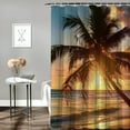 thumbnail image 2 of Orinice Beach Sunset Shower Curtain,Tropical Hawaii Coastal Palm Tree Wave Nature Landscape Black YellowFabric Bathroom Decor Curtain Set Include Hooks, 60x72, 2 of 7