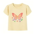 thumbnail image 5 of HILEELANG 2-7T Toddler/Little Girls 100% Cotton 3 Pack Floral Butterfly Graphic Short Sleeve T-Shirt, Size 4T, 5 of 6