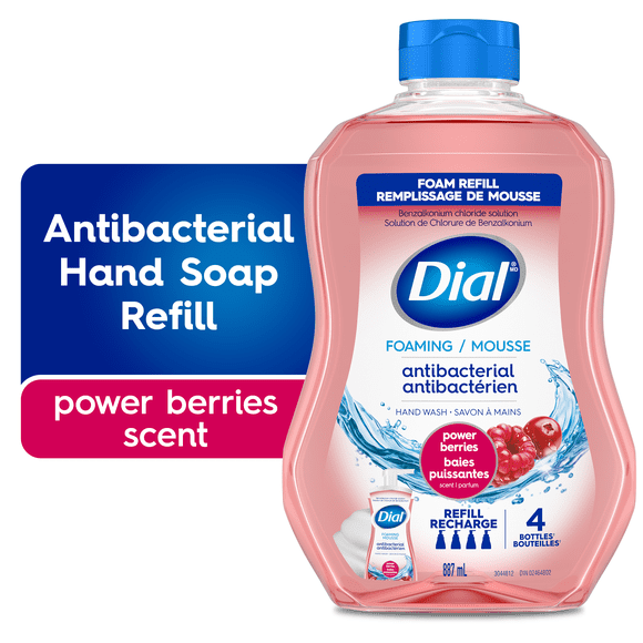 Dial Antibacterial Foaming Hand Wash, Power Berries Scent, 887ml, Dermatologist Tested, pH Balanced, Free from Silicones, Parabens, Phthalates, SLES/SLS