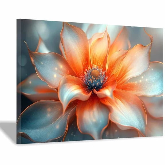 Mudket Framed Canvas Wall Art Ready to Hang, Gold Trim Flower Print, Floral Wall Decor Canvas Artwork for Living Room Bedroom Wedding Office, Bloom Pictures - 12"L x 8"W