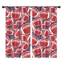 Blackout Kids Curtains,Red Footballs on Blue Pattern Childrens Insulated Curtains Set Of 2,Bedroom Essentials,Toddler Room Decor 42"x84"