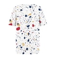 thumbnail image 4 of Women's T-Shirts Fashion Full Floral Printing Front Pleated Blouses Top Summer Square Collar Short Sleeved Shirts Button Casual Loose Pullover Tops, 4 of 5