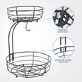 thumbnail image 3 of Auledio Houseware 2 Tier Fruit Basket Bowl with Banana Tree Hanger for Kitchen, Black, 3 of 8