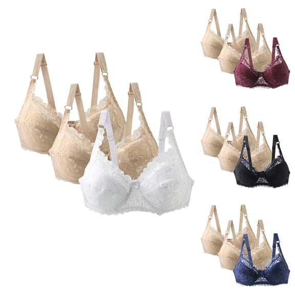 Agkizg Seamless Lace Sports Bra (36/80C) Push Up Breathable Soft Comfortable Layering Tank Top Bralette,3-Pack (Women's or Women's Plus)