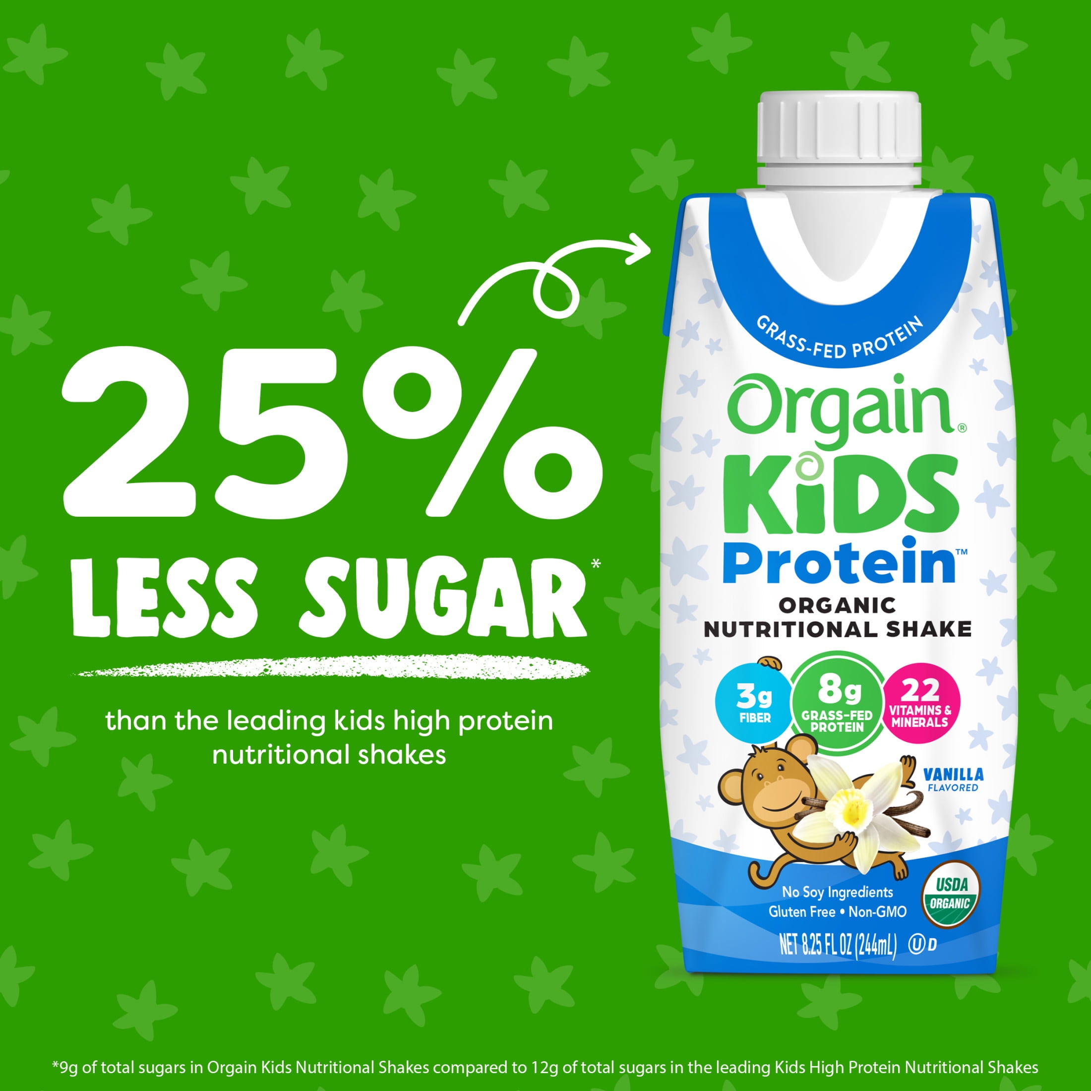 Orgain Organic Kids 8g Protein Nutritional Shake Drink, Vanilla, 4ct