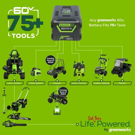 Greenworks - 60V 2.5Ah 610 CFM Blower inludes battery and charger - Green