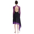 thumbnail image 4 of vastwit Women Mesh Patchwork Cut Out Gymnastics Ballet Leotard Bodysuit Flowy Dance Dress Purple L, 4 of 6