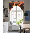 thumbnail image 4 of Orange Gnomes Swag Valances for Windows, Small Curtains Drapes, Pumpkin Sunflower Maple Country Wood Plank Kitchen Window Curtains Over Sink Window Treatment Valance for Bedroom/Bathroom 56"x36", 4 of 5
