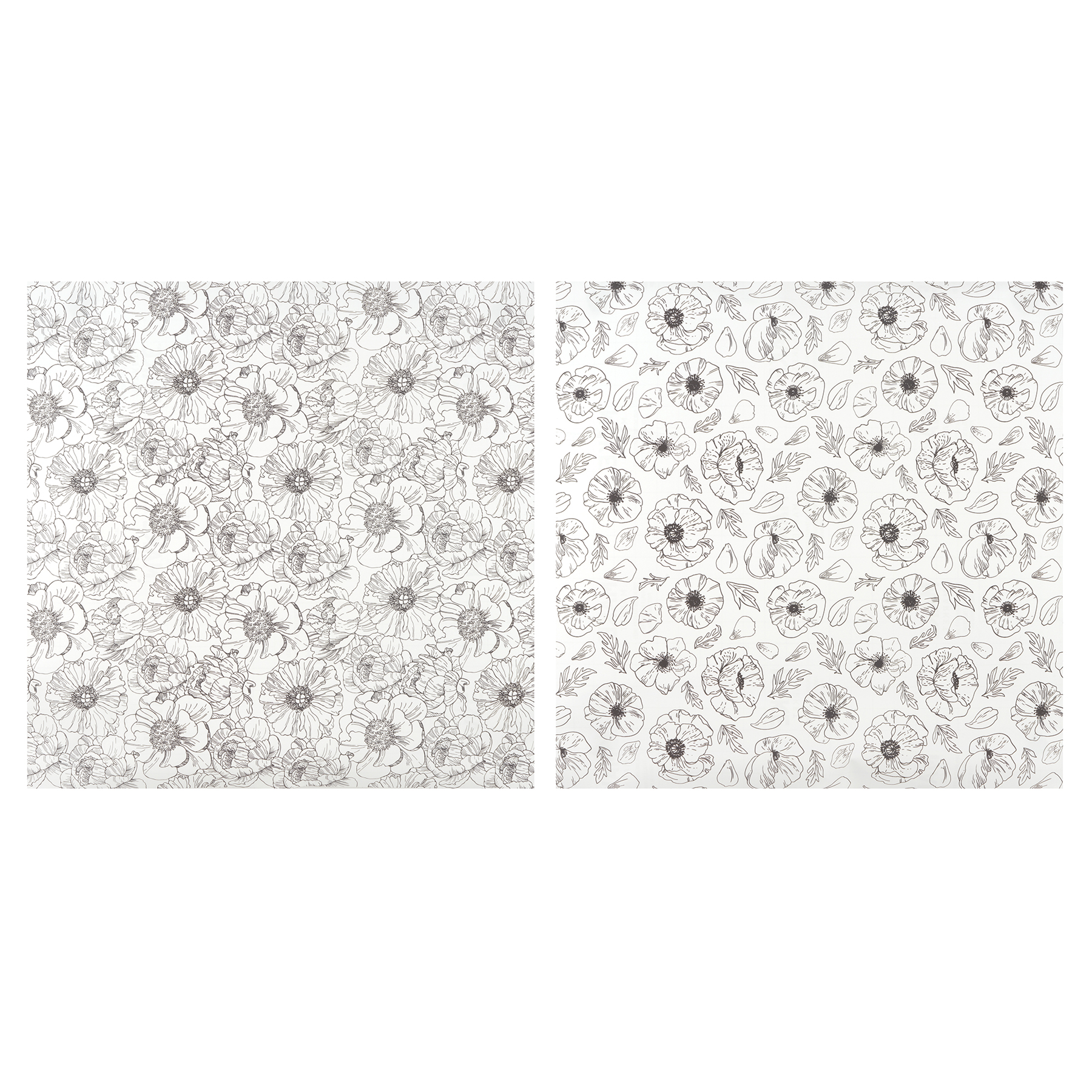 Make Market 12" x 12" Black & White Floral Sublimation Sheets - Printed Heat Transfer Sheets for Mugs, Shirts, Plaques & DIY Crafts, No Printer Needed, 6 Pack