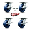 thumbnail image 2 of 6 Inch Solid Poly Caster Set with Ball Bearing 4 Brake and 2 Swivel Lock SCC, 2 of 2