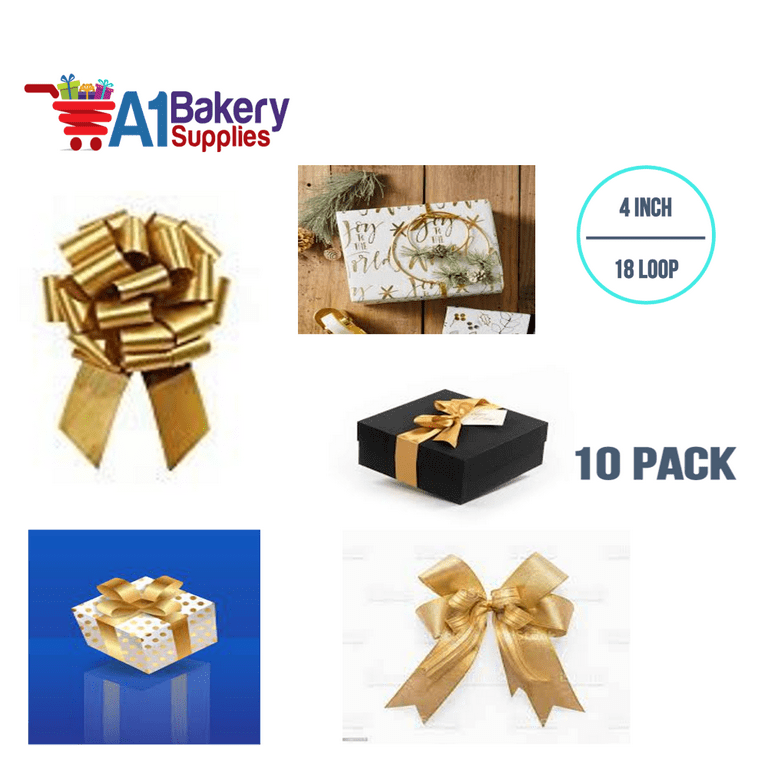 20 Pcs Pull Bow Gift Wrapping Ribbon Gift Bows with Ribbon Large Present  Wrapping Pull Bow with Golden Line Decoration Gift Decor with Ribbon for