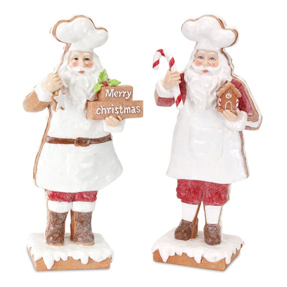 Melrose International 81453DS 11 in. Resin Baker Santa, Brown - Set of 2