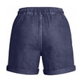 thumbnail image 7 of Cagogo Women Casual Elastic Waist Flowy Loose Shorts for Summer Vacation Beach Travel Solid Drawstring Lounge Shorts with Pockets, Dark Blue M, 7 of 7