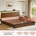 thumbnail image 5 of GUNAITO King Size Bed Frame with Headboard and 4 Storage Drawers LED Platform Bed Frame with Charging Station Brown, 5 of 9