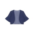 thumbnail image 4 of Zaldita Women Short Sleeve Shrug Cropped Bolero Open Front Cardigan Sheer Shawl Navy Blue XL, 4 of 7