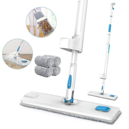 Spray Mop, JASHEN Self Wringing Microfiber Mop Flat Floor Mop Kit with 4 Reusable Pads, 360 Degree Spin Dry and Wet Cleaning Mop for Hardwood Floor, Laminate, Wood, (Best Wet Mop For Tile Floors)