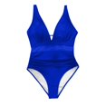 thumbnail image 4 of Baqcunre Fashion-Forward Split Flower Print Swimsuit - Large Cutouts for Summer Beach, 1 Pc Swimsuit Blue 2XL, 4 of 5