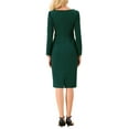 thumbnail image 3 of INSPIRE CHIC Women's Asymmetrical Neck Dress Semi Formal Dressy Long Sleeve Dresses L Green, 3 of 5