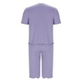 thumbnail image 5 of Iyufng Womens Pajamas Clearance Under $10,Loungewear Pajamas,Fashion Solid Color Short Sleeved Shirt Pants Casual Home Wear Pajama Set,Sleepwear Sets for Women,S-XXL, 5 of 9