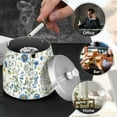 thumbnail image 4 of Yayeee Ashtray with Lid for Cigarette Smokeless Stainless Steel Home Ash Holder, Blue Floral, 4 of 7