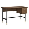 thumbnail image 2 of Modway Nexus Metal & Wood Office Desk with Two Drawers in Black/Walnut, 2 of 10