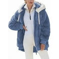 thumbnail image 3 of Fuzzy Fleece Jackets for Women Plus Size Full Zip Oversized Winter Warm Coats Puffy Sherpa Color Block Patchwork Cardigan Sweatshirt Outerwear with Pockets, 3 of 3