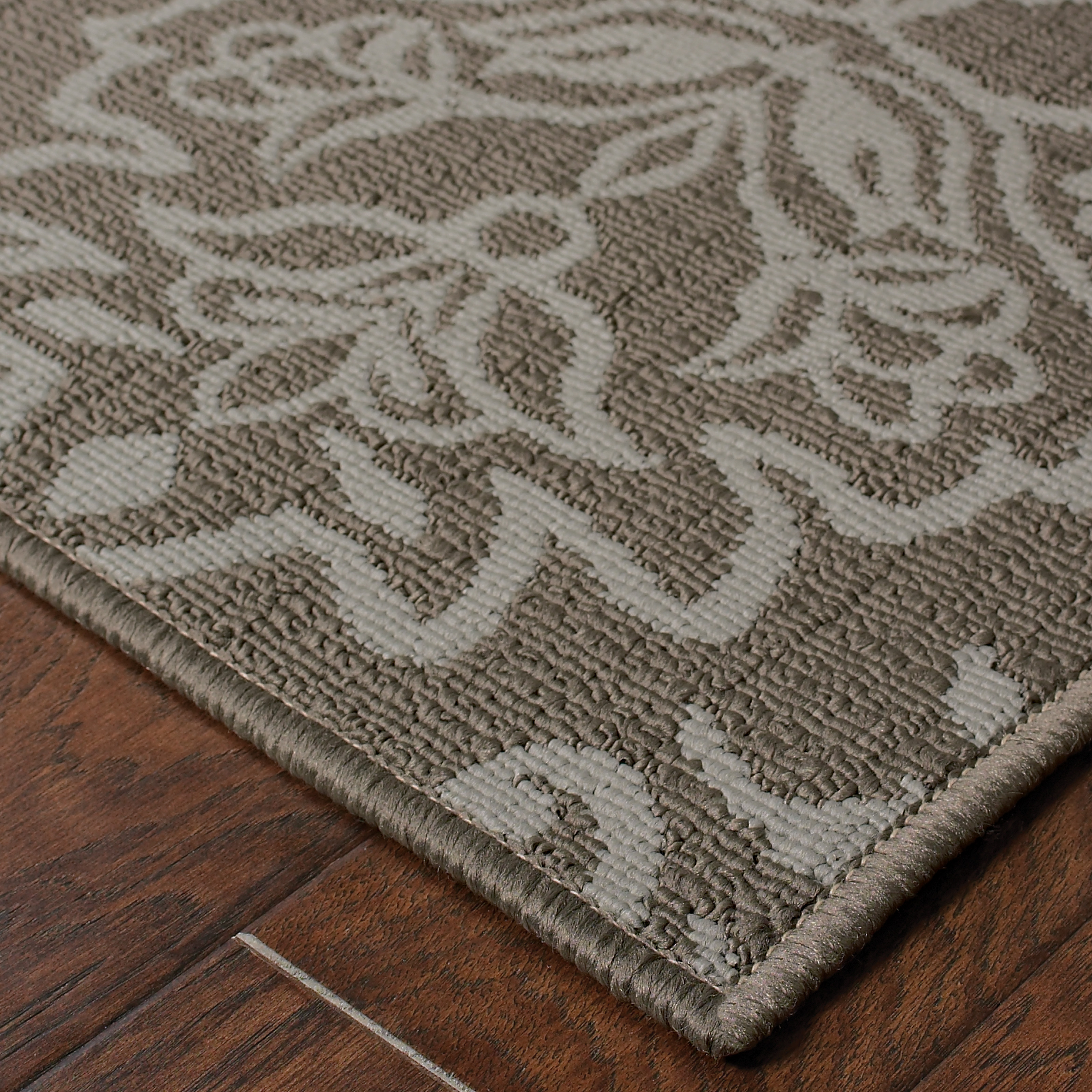 Argelia Floral Outdoor Area Rug, Grey/ Blue, 8' x 8'