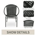 thumbnail image 3 of 2 Pack Black Wicker Chairs, Modern Patio Club Chairs with All-Weather PE Rattan for Garden, Porch, and Poolside, Stackable Dining Chairs for Indoor/Outdoor Use, 3 of 5