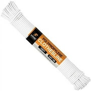 Plastic Clothesline - 100' Plastic Clothes Line - White Clothesline Outdoor Weather Resistant - Synthetic Cord for Hanging and Drying Clothing & Laundry - Plastic Rope Clothes Line String for Pulley