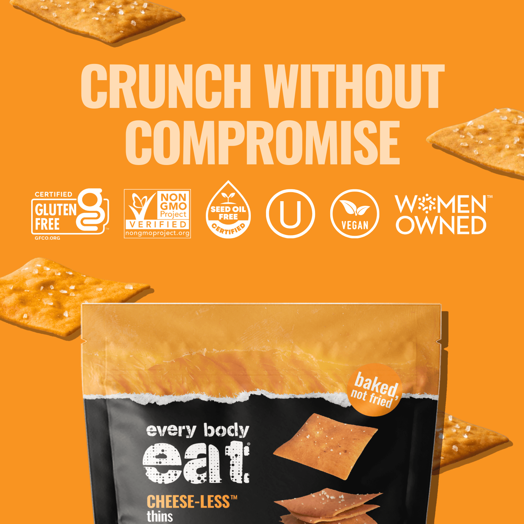 Every Body Eat Snack Thins, Cheese-less Flavor, Vegan, Gluten Free and Dairy Free (Pack of 2)