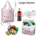 thumbnail image 3 of 5 Pack Foldable Shopping Bag,Pink Christmas Tree Pattern Reusable Grocery Bags with Pockets,Large Reusable Tote Bags with Handles Waterproof & Lightweight, 3 of 6