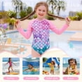 thumbnail image 4 of Marendyee Girls Ariel Mermaid Long Sleeve Swimsuit One Piece Bathing Suit Zipper with UPF 50+ Rashguard Swimwear Printed One Piece Beach 3-4 Years 110 CM, 4 of 16