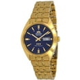 thumbnail image 1 of Orient RA-AB0E03L Men's 3 Star Gold Tone Stainless Steel Blue Dial Watch, 1 of 2