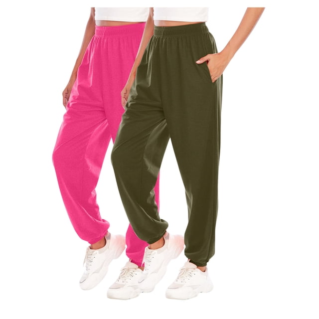ameIAEA Women 2 Pack Sweatpants Drawstring Workout Running Pants Elastic Waist Lounge Pants