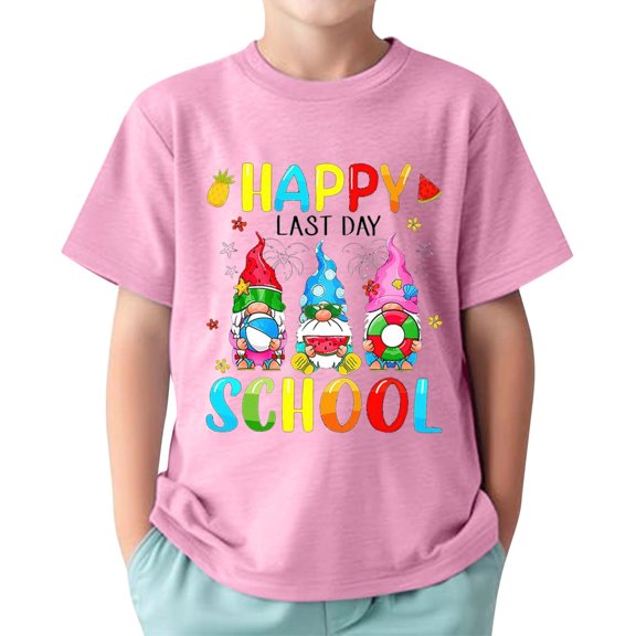 FYEGRE Funny Graduation Graphic Tee for Kids Celebrating End of School Year Student Life Crewneck Short Sleeve Summer Top Pink 12-13 Years