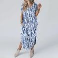 thumbnail image 3 of Summer Saving! Fashion Dresses for Womens 2025 Plus Size Sexy Printing Pocket Short Sleeve V-Neck Dress, 3 of 6