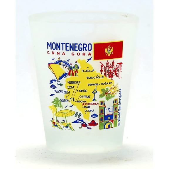 Montenegro Landmarks and Icons Collage Shot Glass