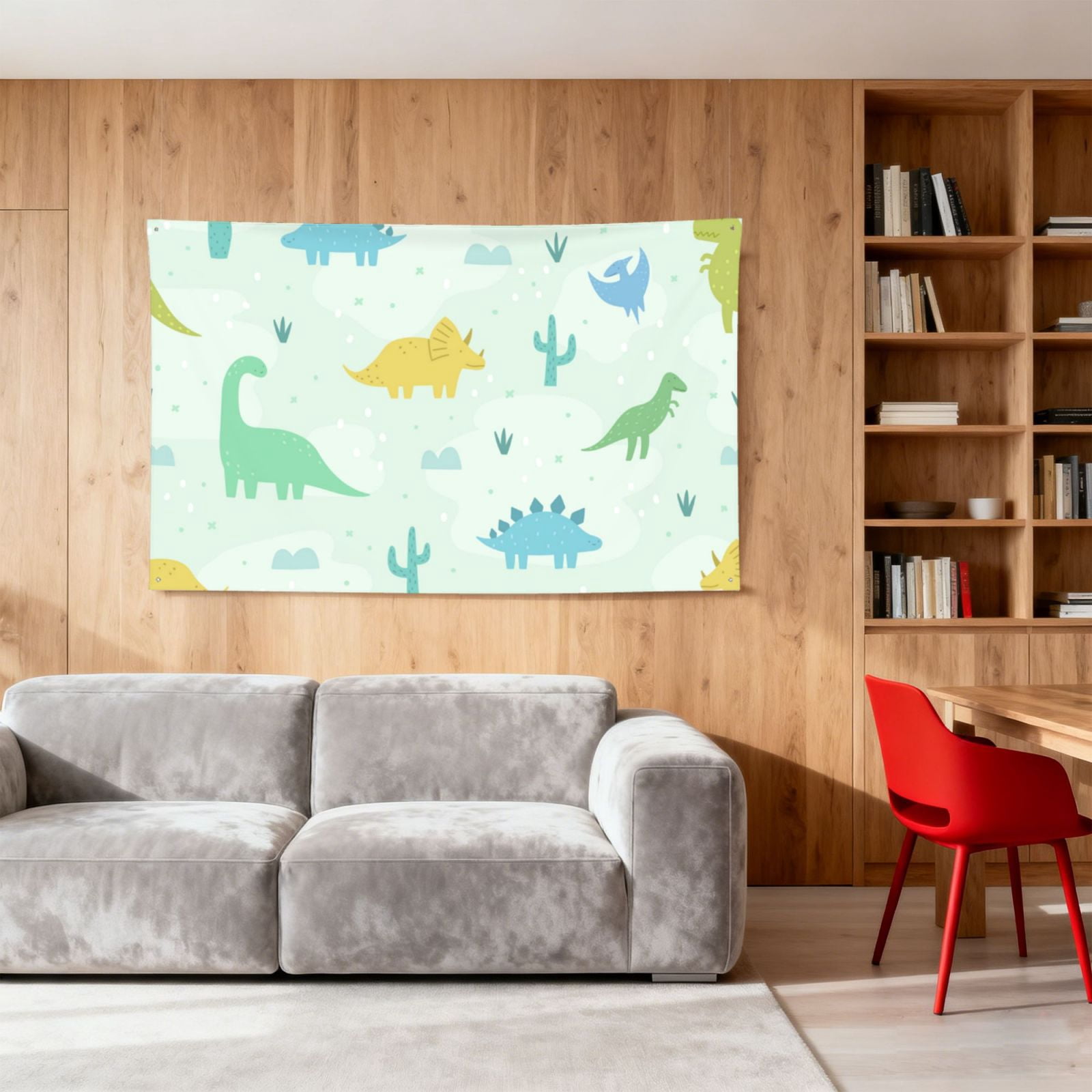 Cute Cartoon Dinosaurs Four Hole Decorated Banner Flag for Garden Yard Home Decoration Indoor Outdoor 4x6 Ft