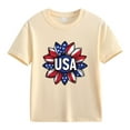 thumbnail image 4 of Frnrwgo Little Girls T-shirts Boys American Flag Shirt Patriotic Top Short Sleeve Tees 2T-13, Beige, 4 of 4