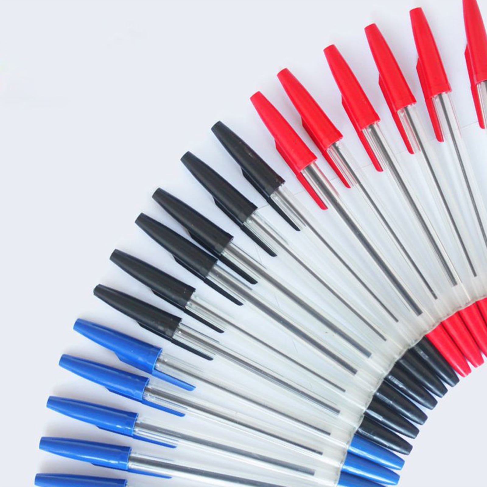 Ballpoint Pen 12/24/50/100Pcs Office Point Pen with Refills, Blue/Black/Redness Inks, Writing Pen