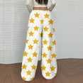 thumbnail image 4 of Flannel Pajama Pants Women Baggy Wide Leg Fleece Pj Bottoms Loose Fit Star Print Pajama Pants 2025 Fashion Comfy Elastic Waist Sweatpants Orange M, 4 of 5