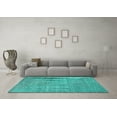 thumbnail image 3 of Ahgly Company Machine Washable Indoor Rectangle Oriental Turquoise Blue Industrial Area Rugs, 2' x 3', 3 of 4