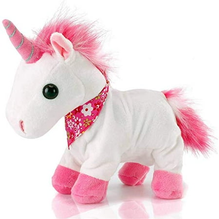 Liberty Imports Interactive Animated Walking Pet Electronic Unicorn Plush Sound Control Toy Animal - Gallops and Neighs (Unicorn)