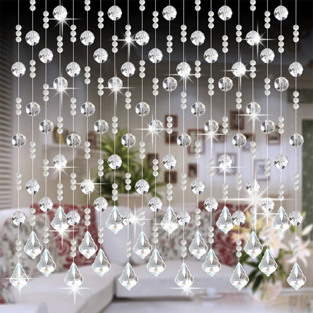 uxcell Dew Drop Beaded Chain String Curtains Panel Partition Divider 100x200cm Wall Door Curtain a17021000ux0041 Coffee