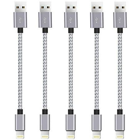 Short Lightning Fast Charger, Nylon Braided USB Cable Charge/Data Sync USB Compatible for iPhoneX Case /8/8 Plus/7/7 Plus/6/6s Plus,iPad Mini- Silver, White 8-inch, (Best Short Lightning Cable)