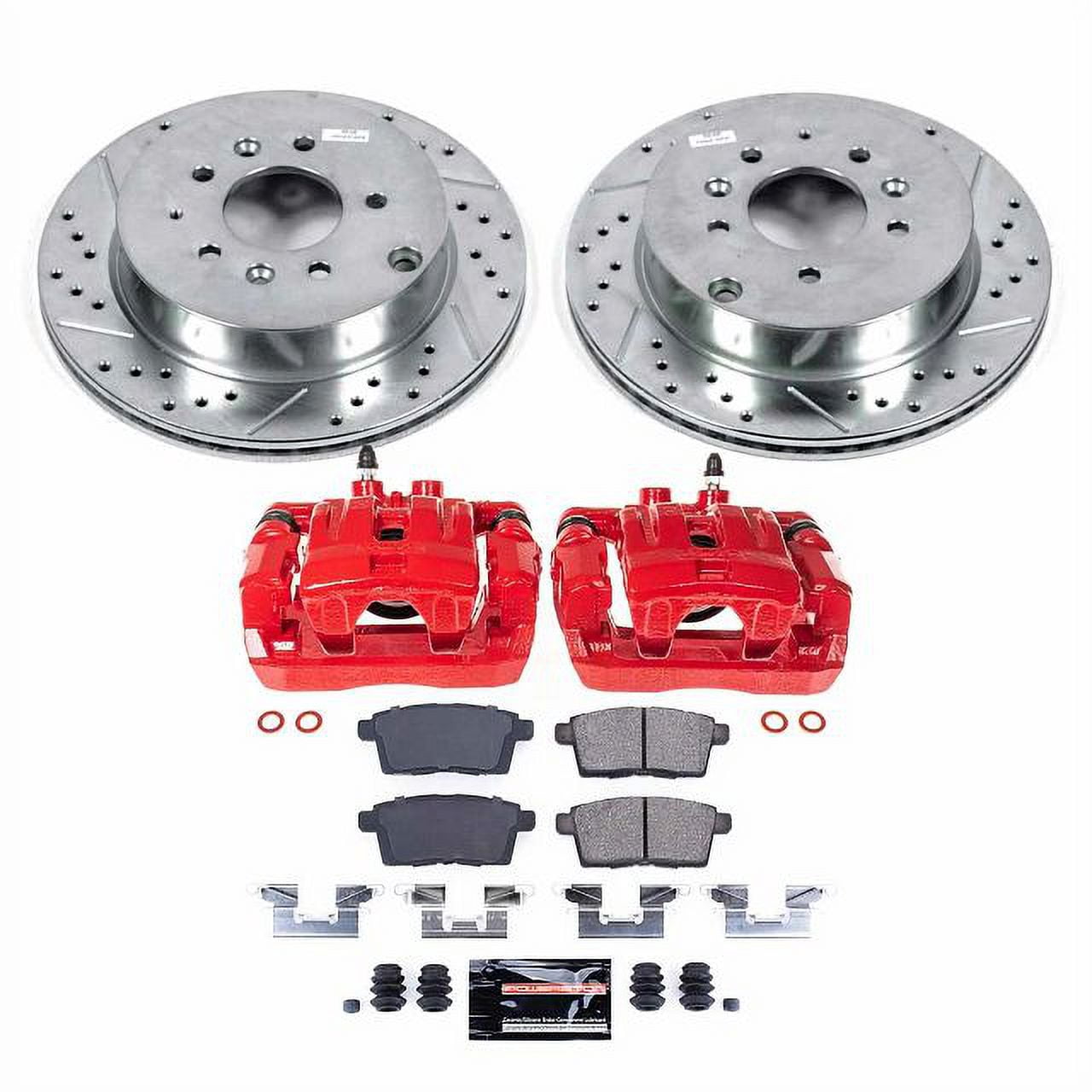 PowerStop Rear Z23 Evolution Sport Brake Pad and Rotor Kit with Red Powder Coated Calipers Fits: MAZDA Select Models KC5876