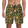 thumbnail image 2 of Picia Mushroom Leaf pattern Mens Swim Trunks with Compression Liner Stretch Beach Shorts Quick Dry with Zipper Pockets No-Chafing Board Shorts-XX-Large, 2 of 9