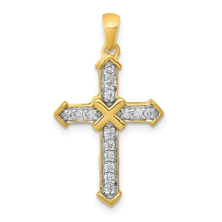 KIOKORI 14K Yellow Gold Passion Diamond Cross Pendant 1/6-Carat
