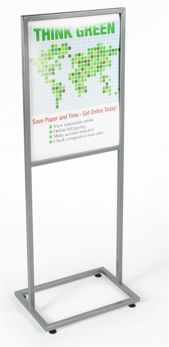 Floor Stand for 22x28 Poster, Top-Loading, Double-Sided Sign Stand for  Indoor Use - Metal with Pewter Gray Finish (TWN2228SLV) 