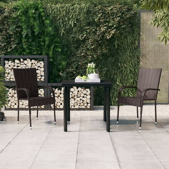 vidaXL 3 Piece Patio Dining Set Brown and Black, 3099383